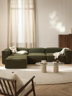 Lennon 4-zits modulaire bank in bouclé met poef (links/rechts)