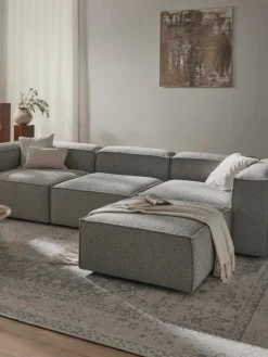 Lennon 4-zits modulaire bank in bouclé met poef (links/rechts)