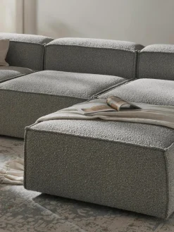 Lennon 4-zits modulaire bank in bouclé met poef (links/rechts)