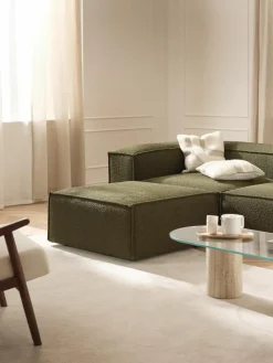 Lennon 4-zits modulaire bank in bouclé met poef (links/rechts)