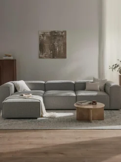 Lennon 4-zits modulaire bank in bouclé met poef (links/rechts)