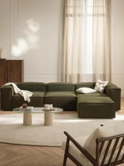Lennon 4-zits modulaire bank in bouclé met poef (links/rechts)