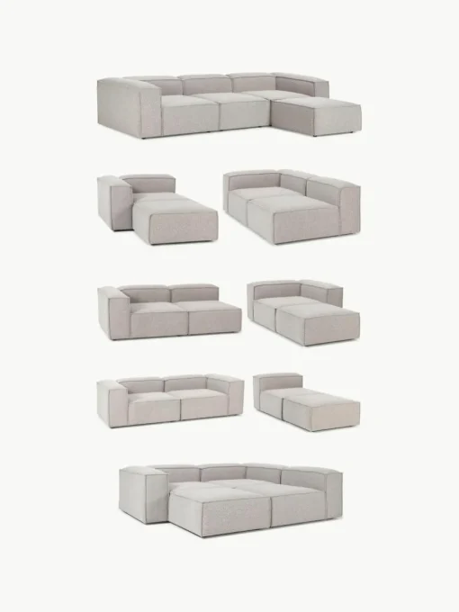 Lennon 4-zits modulaire bank in bouclé met poef (links/rechts)