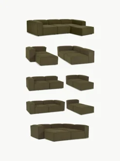 Lennon 4-zits modulaire bank in bouclé met poef (links/rechts)