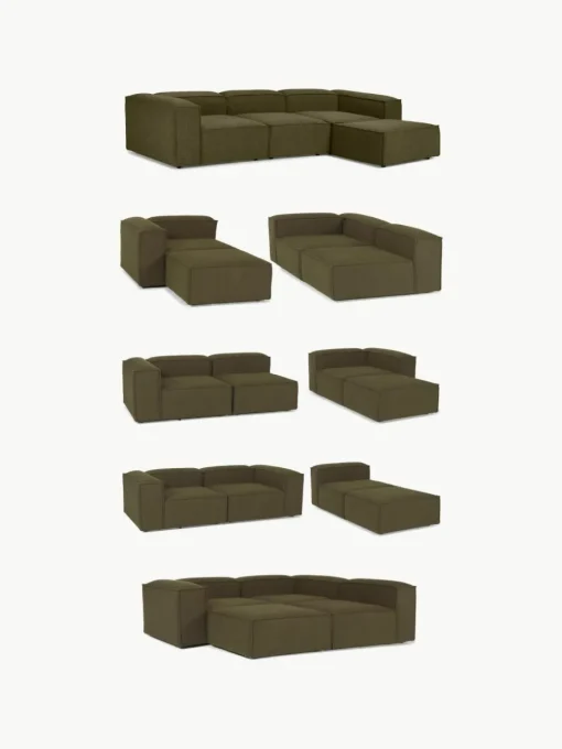 Lennon 4-zits modulaire bank in bouclé met poef (links/rechts)