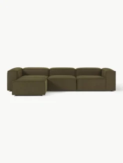 Lennon 4-zits modulaire bank in bouclé met poef (links/rechts)