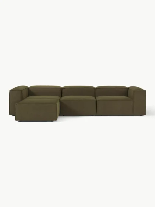 Lennon 4-zits modulaire bank in bouclé met poef (links/rechts)