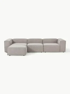 Lennon 4-zits modulaire bank in bouclé met poef (links/rechts)
