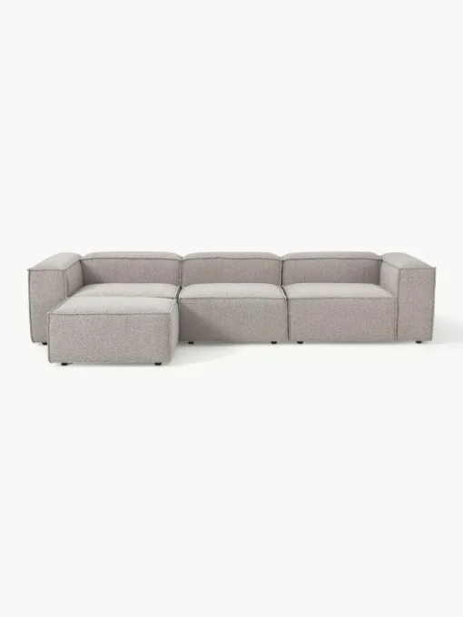 Lennon 4-zits modulaire bank in bouclé met poef (links/rechts)