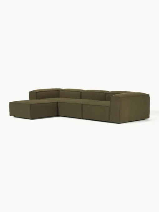 Lennon 4-zits modulaire bank in bouclé met poef (links/rechts)