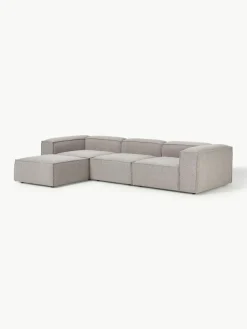 Lennon 4-zits modulaire bank in bouclé met poef (links/rechts)