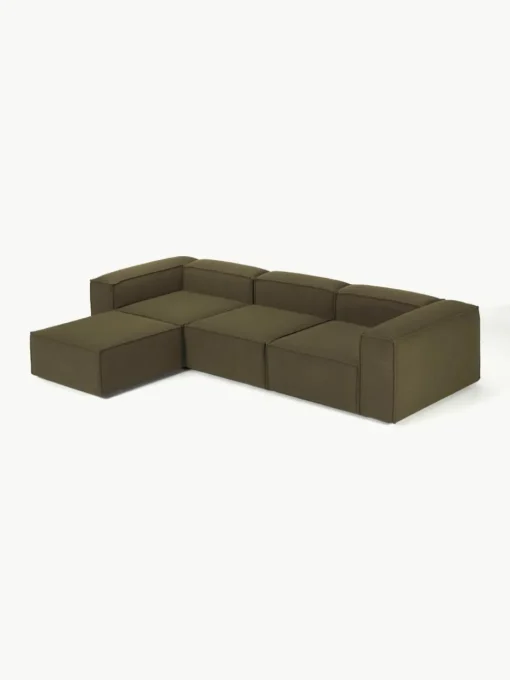 Lennon 4-zits modulaire bank in bouclé met poef (links/rechts)