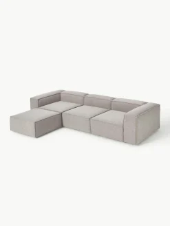 Lennon 4-zits modulaire bank in bouclé met poef (links/rechts)