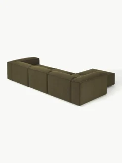 Lennon 4-zits modulaire bank in bouclé met poef (links/rechts)