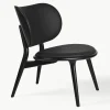 Leren loungefauteuil Rock met houten poten, handgemaakt