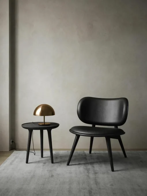 Leren loungefauteuil Rock met houten poten, handgemaakt