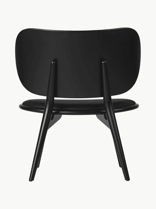 Leren loungefauteuil Rock met houten poten, handgemaakt