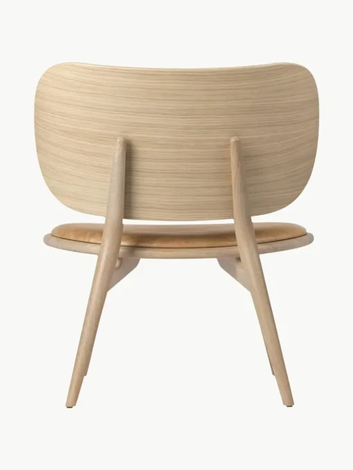 Leren loungefauteuil Rock met houten poten, handgemaakt