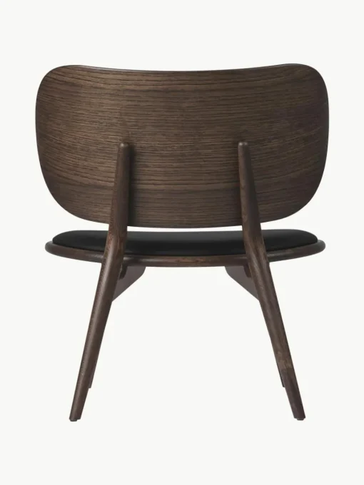 Leren loungefauteuil Rock met houten poten, handgemaakt