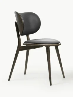 Leren stoel Rocker met houten poten, handgemaakt