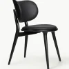 Leren stoel Rocker met houten poten, handgemaakt