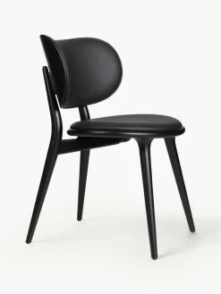 Leren stoel Rocker met houten poten, handgemaakt