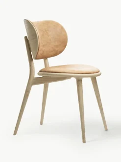 Leren stoel Rocker met houten poten, handgemaakt