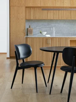 Leren stoel Rocker met houten poten, handgemaakt