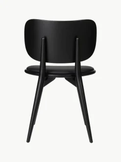 Leren stoel Rocker met houten poten, handgemaakt