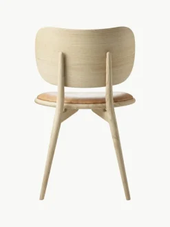 Leren stoel Rocker met houten poten, handgemaakt