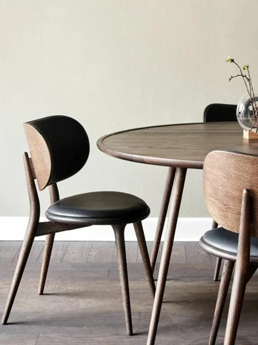 Leren stoel Rocker met houten poten, handgemaakt