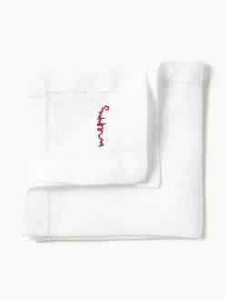 Linnen cocktailservetten Alari met opschrift, 4 stuks