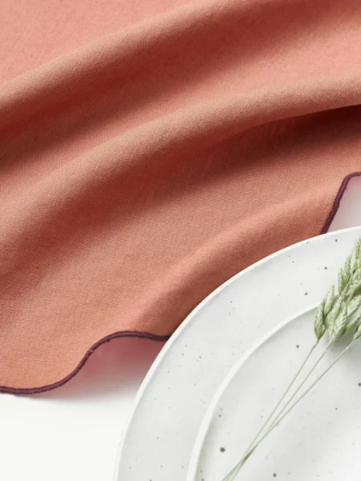 Linnen cocktailservetten Cosmo met borduursel, 4 stuks