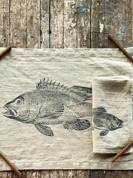 Linnen placemat Barsch, handgedrukt