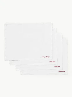 Linnen placemats Alari met borduurwerk, 4 stuks