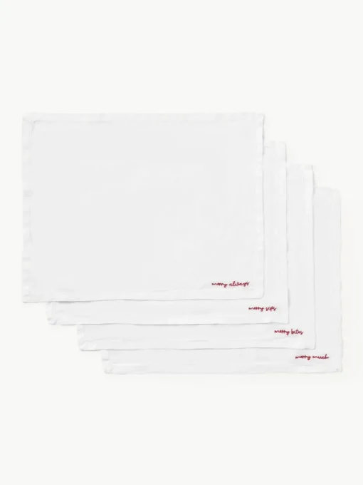 Linnen placemats Alari met borduurwerk, 4 stuks