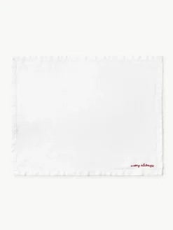 Linnen placemats Alari met borduurwerk, 4 stuks