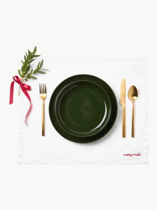 Linnen placemats Alari met borduurwerk, 4 stuks
