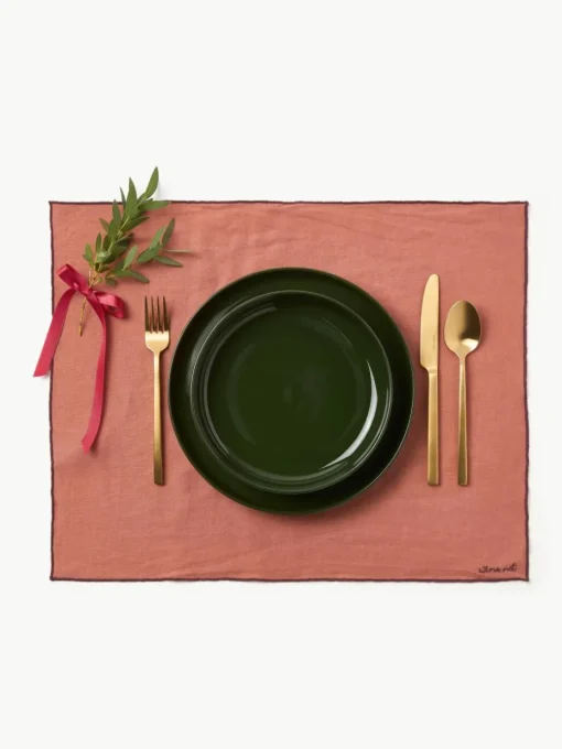 Linnen placemats Cosmo met borduursel, 4 stuks