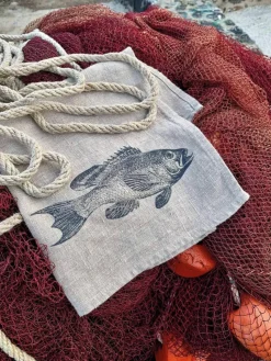 Linnen servet Perch, handgedrukt