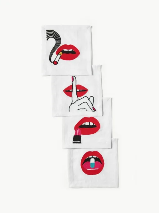 Linnen servetten Lips, set van 4