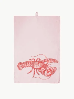 Linnen theedoek Lobster, handgedrukt