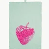 Linnen theedoek Strawberry, handgedrukt
