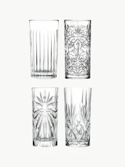 Longdrinkglazen Bichiera met reliëf, 4 stuks