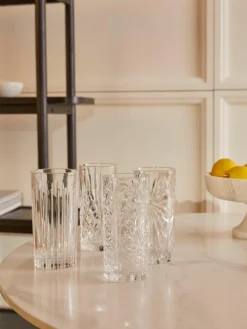 Longdrinkglazen Bichiera met reliëf, 4 stuks