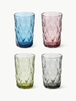 Longdrinkglazen Colorado met structuurpatroon, set van 4