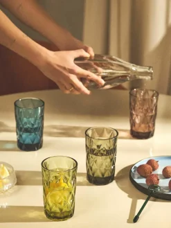 Longdrinkglazen Colorado met structuurpatroon, set van 4
