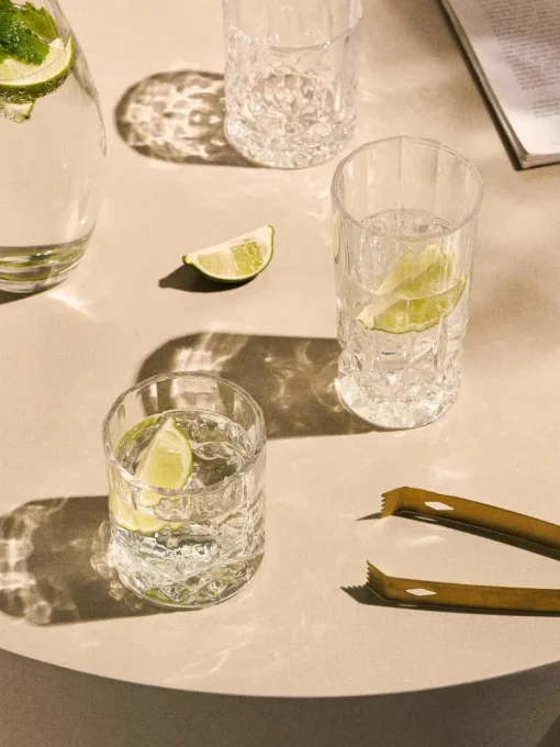 Longdrinkglazen George met kristalreliëf, 4 stuks
