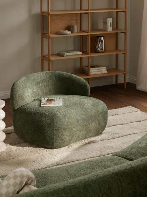 Loungefauteuil Alba uit teddy bouclé