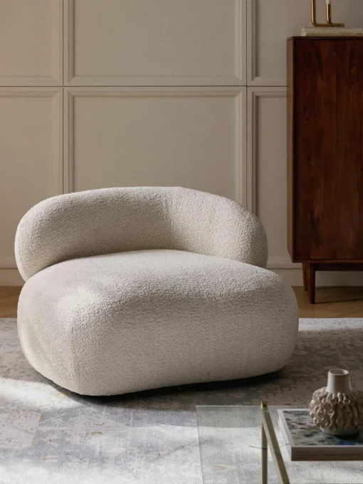 Loungefauteuil Alba uit teddy-bouclé